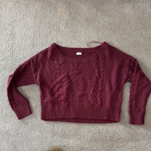 Garage Burgundy Cable Knit Sweater